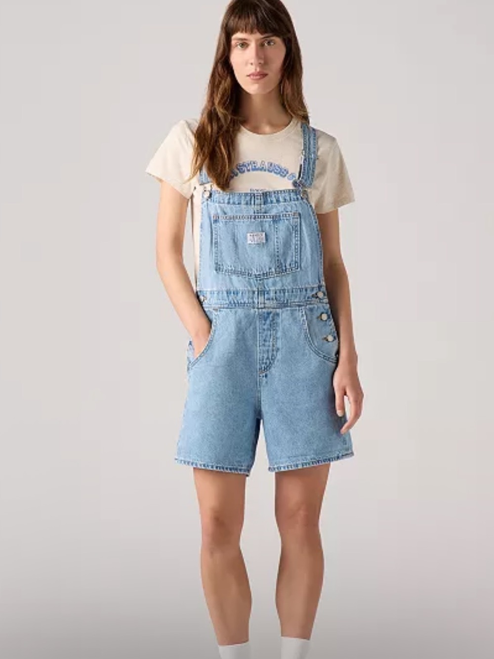 Levi’s denim overall shorts size 28 new without tags - Picture 2 of 6